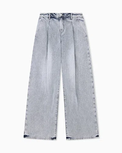 Armani Exchange High-waisted Wide-leg Cotton Denim Jeans With Welt Pockets In Blue