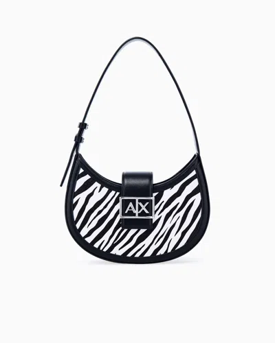 Armani Exchange Hobo Shoulder Bag In Coated Fabric In Pattern