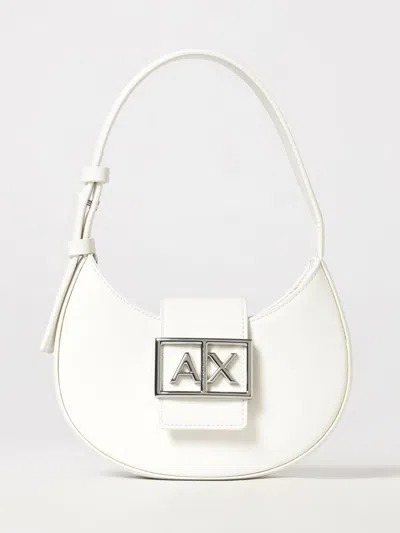 Armani Exchange Mini Logo-plaque Hobo Shoulder Bag In White
