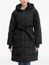 Armani Exchange Hooded Belted Coat In Black