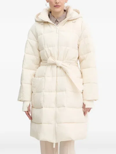 Armani Exchange Hooded Belted Coat In White
