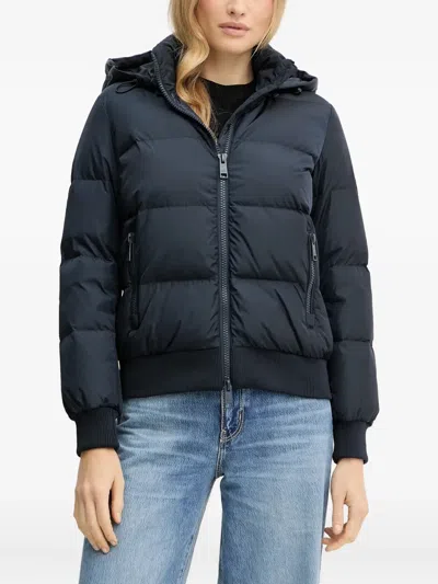 Armani Exchange Hooded Down Jacket In Blue