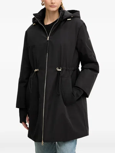 Armani Exchange Hooded Drawstring Coat In Black