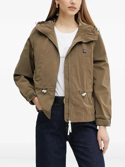 Armani Exchange Hooded Drawstring Jacket In Burgundy