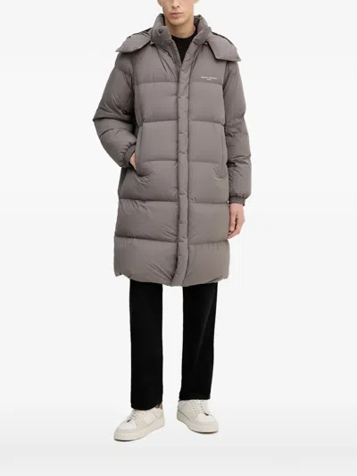 Armani Exchange Hooded Padded Coat In Gray