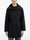 Armani Exchange Hooded-pocketed Coat In Black