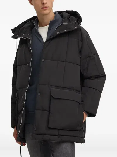 Armani Exchange Hooded Quilted Jacket In Black