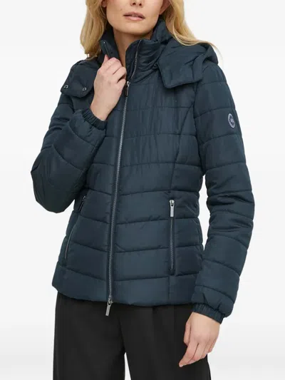 Armani Exchange Hooded Quilted Puffer Jacket In Blue