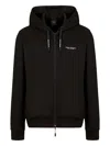 Armani Exchange Hooded Zip-up Hoodie In Black