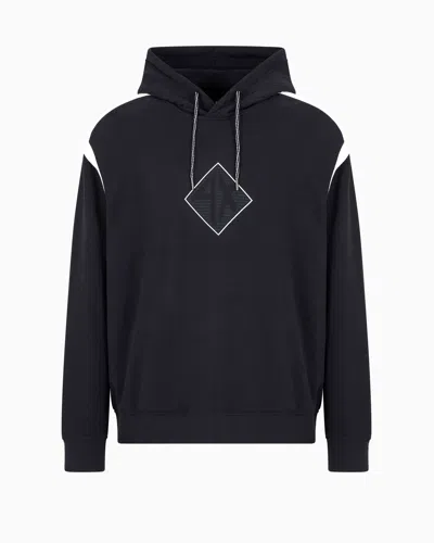 Armani Exchange Hoodie With Maxi Logo On The Chest In Navy Blue