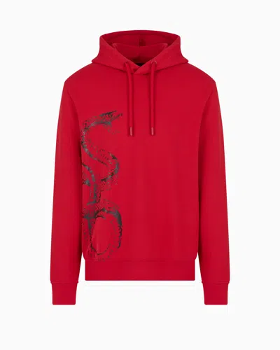 Armani Exchange Hoodie With Maxi Print Lunar New Year In Red