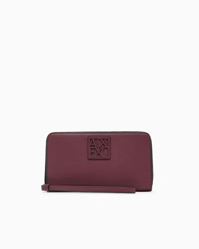Armani Exchange Horizontal Wallet With Logo In Brown
