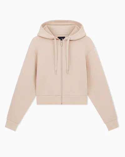Armani Exchange Icon Cropped Hoodie In Neutral