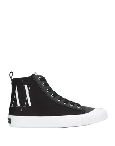 Armani Exchange Icon Period Man Sneakers Black Size 9 Cotton, Polyurethane, Polyester