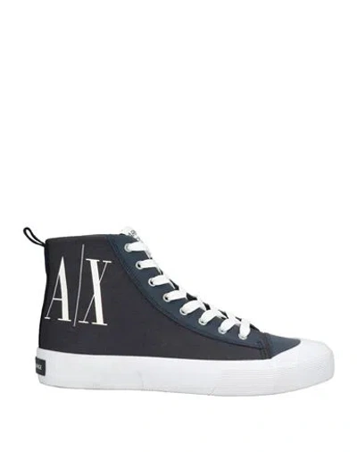 Armani Exchange Icon Period Man Sneakers Midnight Blue Size 9 Cotton, Polyurethane, Polyester In Brown
