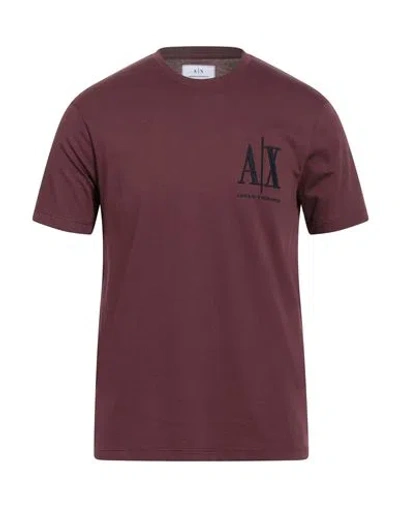 Armani Exchange Icon Period Man T-shirt Burgundy Size L Cotton In Pink
