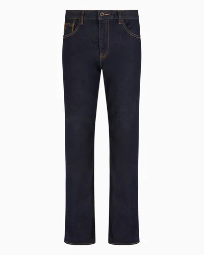 Armani Exchange J13 Slim Fit Jeans In Cotton Denim With Contrast Stitching In Blue