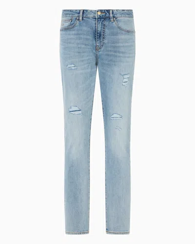 Armani Exchange J14 Skinny Fit Jeans In Stone Washed Cotton Denim In Blue