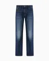 Armani Exchange J16 Straight Fit Jeans In Stone Washed Cotton Denim In Blue