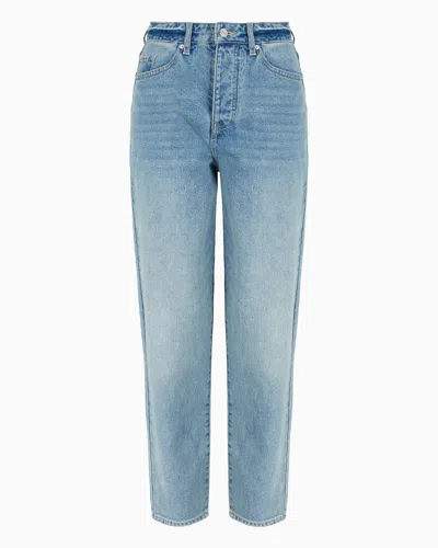 Armani Exchange J51 Carrot Fit Jeans In Stiff Denim With Embroidered Monogram In Blu Blu E Verdi
