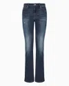 Armani Exchange J65 Flared Fit Jeans In Satin Cotton Denim In Blue