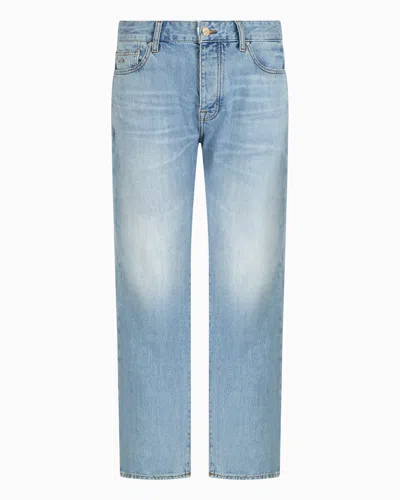 Armani Exchange J71 Carrot Fit Jeans In Stone Washed Cotton Denim In Blue