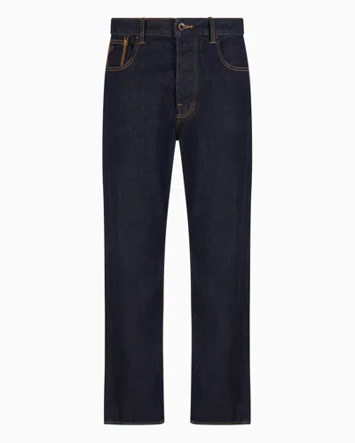 Armani Exchange J82 Loose Tapered Jeans In Cotton Denim In Blue