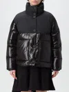 Armani Exchange Padded Jacket In Patent Leather And Opaque Fabric In Schwarz