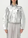 Armani Exchange Metallic-finish Denim Jacket In Silver