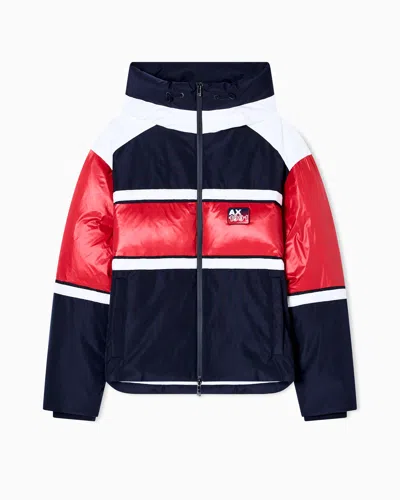 Armani Exchange Jacket With Contrasting Bands In Blue