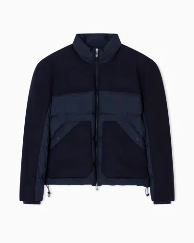 Armani Exchange Jacket With Zip And Contrasting Inserts In Blue