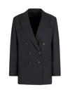 Armani Exchange Double-breasted Twill Jacket In Black