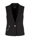 Armani Exchange Single Breasted Vest With Pendant Chain In Black
