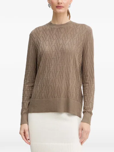 Armani Exchange Jacquard Sweater In Brown