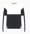Armani Exchange Color Block Ribbed Crew Neck Sweater In Green