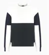 Armani Exchange Color Block Ribbed Crew Neck Sweater In Green