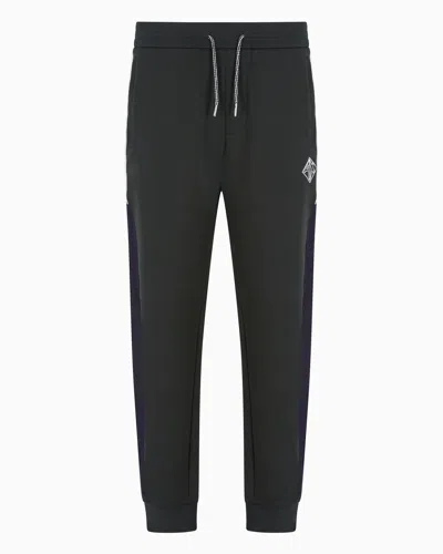 Armani Exchange Jogger Pants In Sweatshirt With Contrasting Inserts In Black