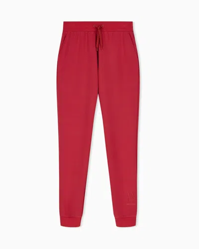 Armani Exchange Joggers In Viscose Stretch Scuba With Ribbed Cuffs Icon In Red