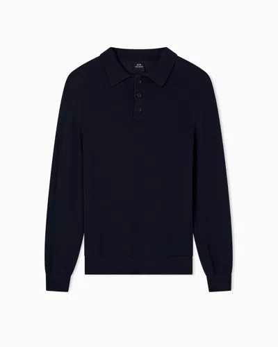 Armani Exchange Knitted Polo Shirts In Black
