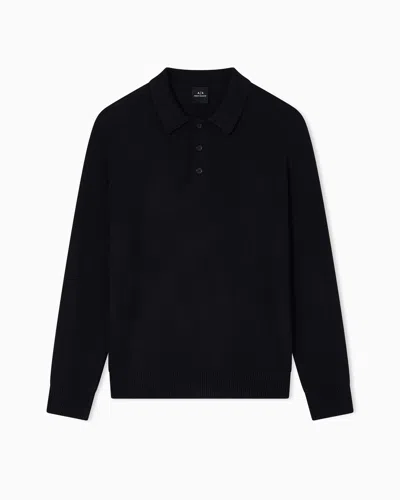 Armani Exchange Knitted Polo Shirts In Black