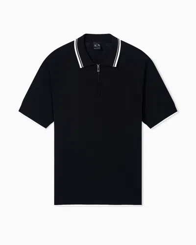 Armani Exchange Knitted Polo Shirts In Black