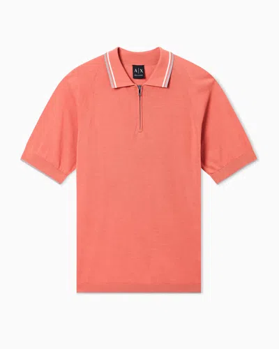 Armani Exchange Knitted Polo Shirts In Orange