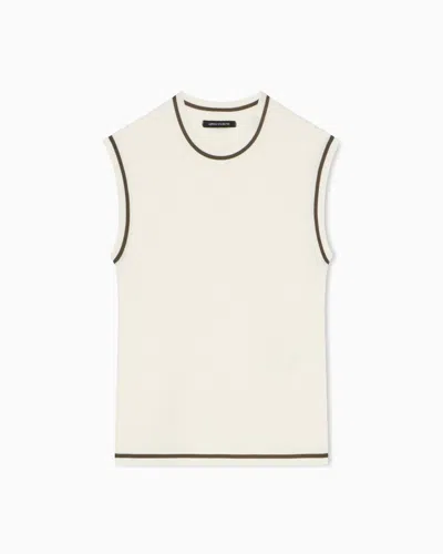 Armani Exchange Knitted Top In Technical Fabric In Neutral