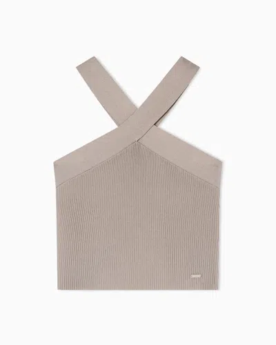 Armani Exchange Knitted Tops In Brown