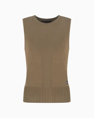 Armani Exchange Knitted Tops In Brown