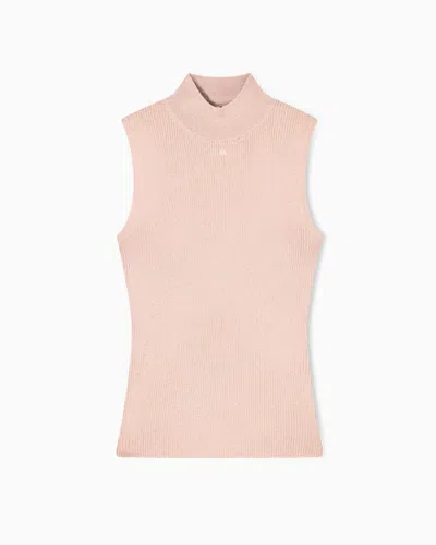 Armani Exchange Knitted Tops In Neutral