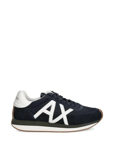 Armani Exchange Lace-up Logo-detail Sneakers In Blue
