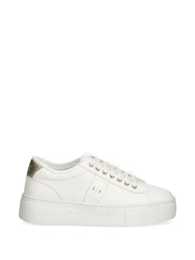 Armani Exchange Lace-up Logo-detail Sneakers In White