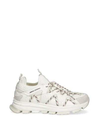 Armani Exchange Lace-up Panelled Sneakers In White