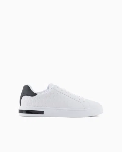 ARMANI EXCHANGE LACE-UP SNEAKERS WITH ALLOVER EMBOSSED LOGO